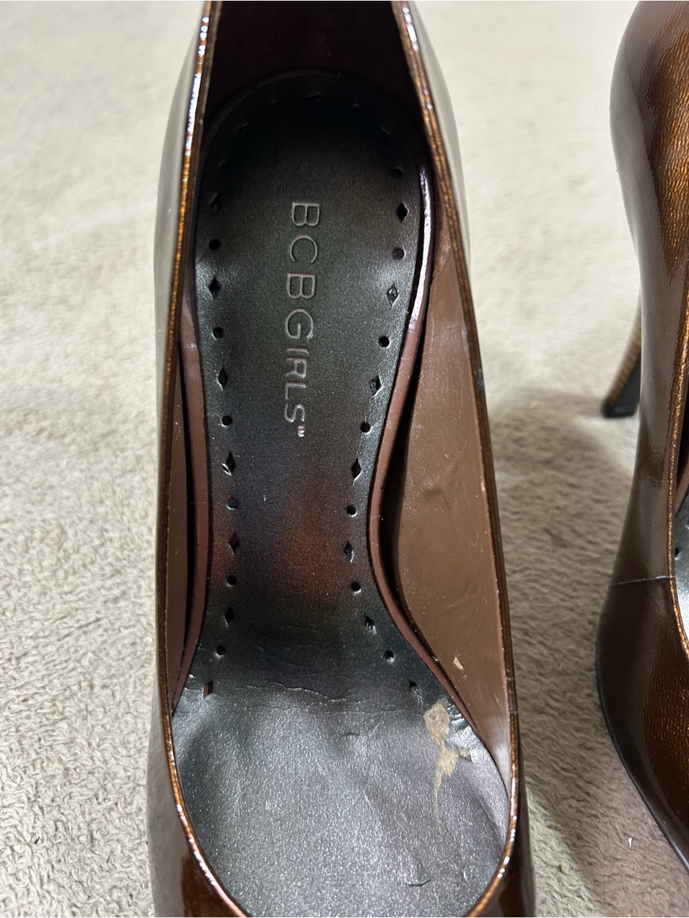 BCBGirls Womens 5.5B Bronze Brown Patent Pointed Toe Pumps Stiletto Heels - Picture 8 of 9